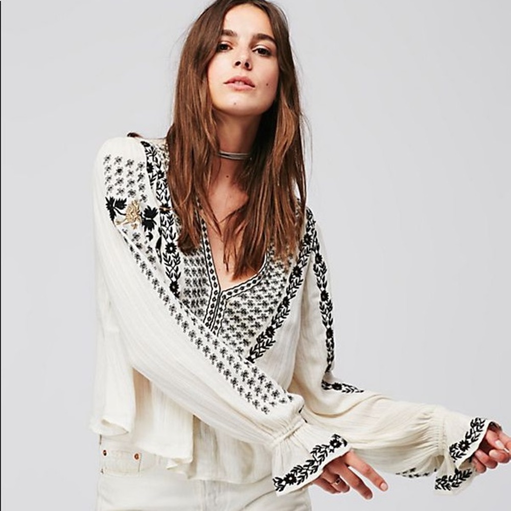 ISO Free People Rock it That Way Embroidered Top